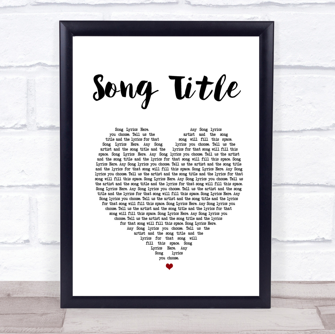 Any Song Lyrics Custom White Heart Wall Art Quote Personalised Lyrics Print